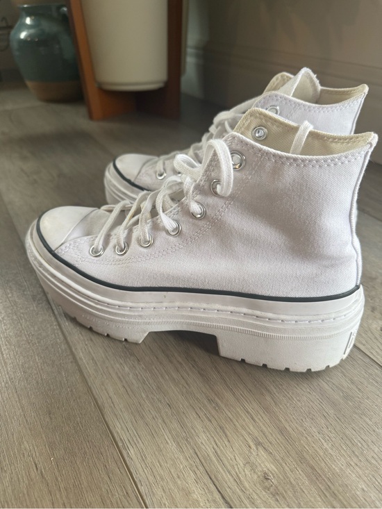 Converse All Stars Shoes - White High-Top Platform Chunky Converse Canvas Sneakers